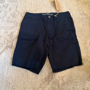 Original Paperbacks Chino Shorts Mens Size M Navy Blue Flat Front Belt